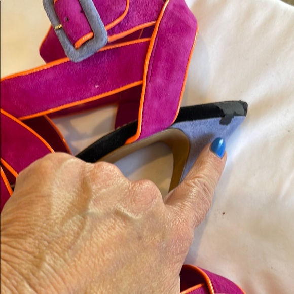 Stylish Pink and Orange Strappy  Platform Heels - Picture 9 of 14